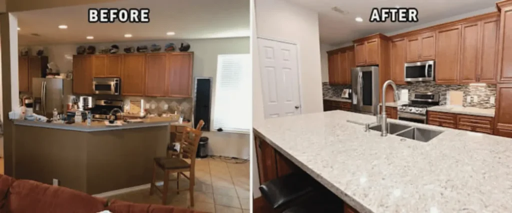 kitchen remodeling before and after image Kitchen remodel before and after results - Kitchen Craft